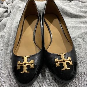 size 9- Tory Burch cap toe wedge